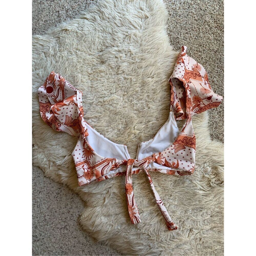 Encantadore Lysha Getsemani Ruffle Bikini Top Cream, Brown Size L - Picture 9 of 12